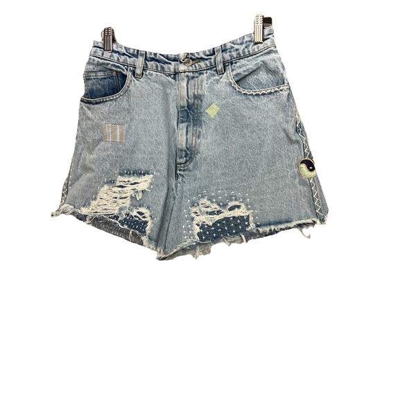 Sea New York Pants - Sea New York Marion Mended Denim Shorts Blue Embroidered Shorts Size 4